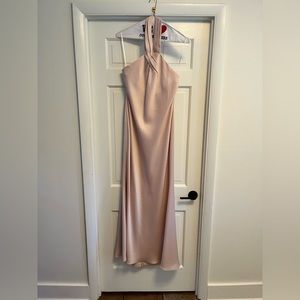 Satin blush bridesmaid dress